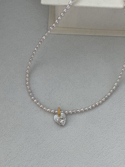 Fairy Pink Heart Pearl Necklace — 18K Gold-Plated Sterling Silver