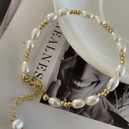 Gold Accented Pearl Bracelet
